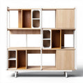 Bibliothèque en bois de chêne et blanc avec 9 compartiments 120 x 30 x 180cm