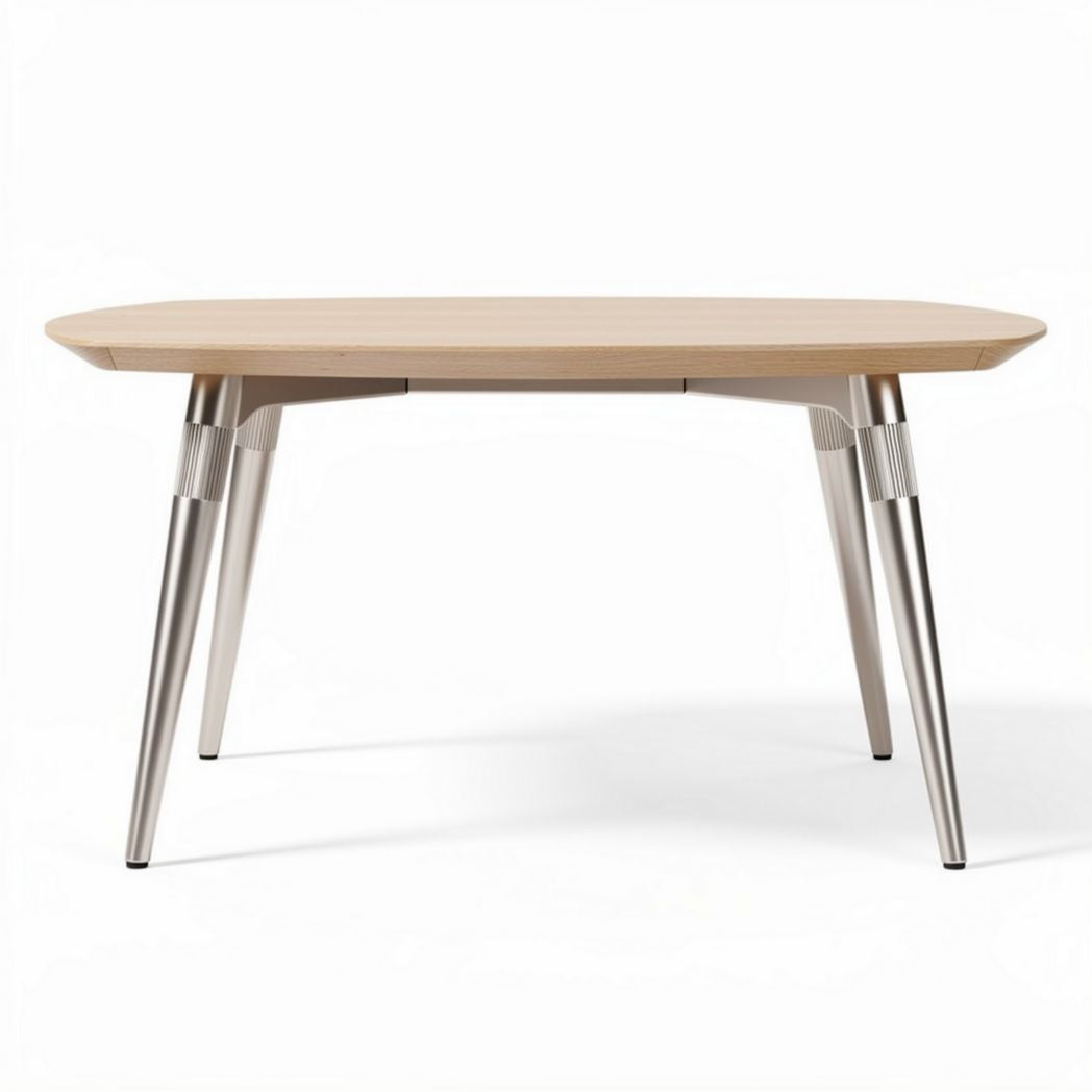 Table en bois clair avec pieds métalliques 150 x 90 x 75 cm