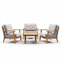 Salon de jardin en bois avec coussins en tissu gris dimensions 150 x 80 x 75cm