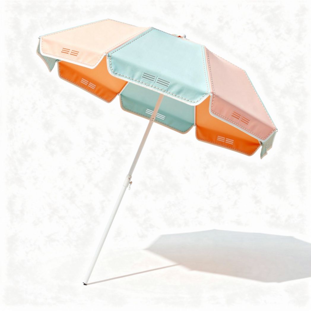 Parasol de plage en polyester résistant aux UV 120 x 120 x 200 cm multicolore
