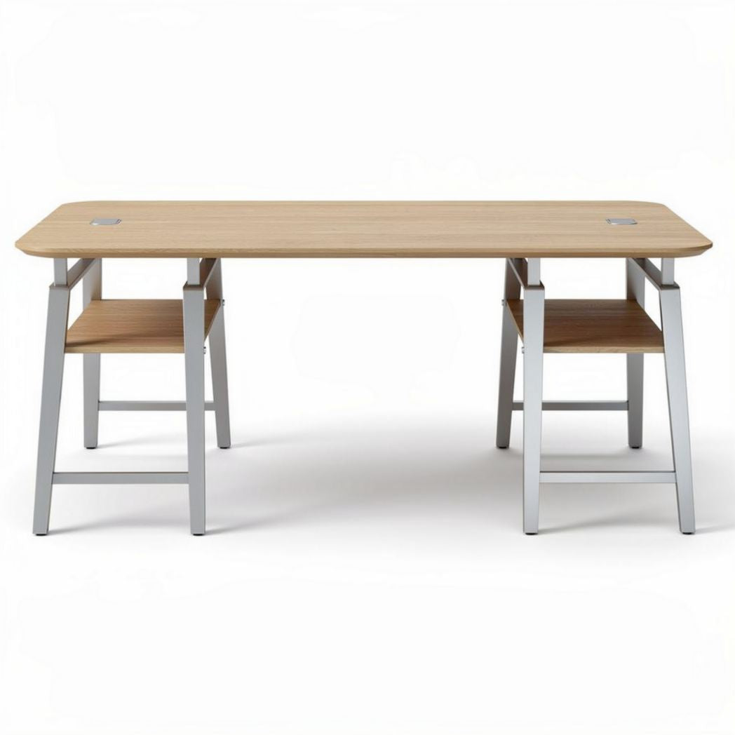 Table de bureau en bois et métal 150 x 75 x 75 cm avec rangements intégrés