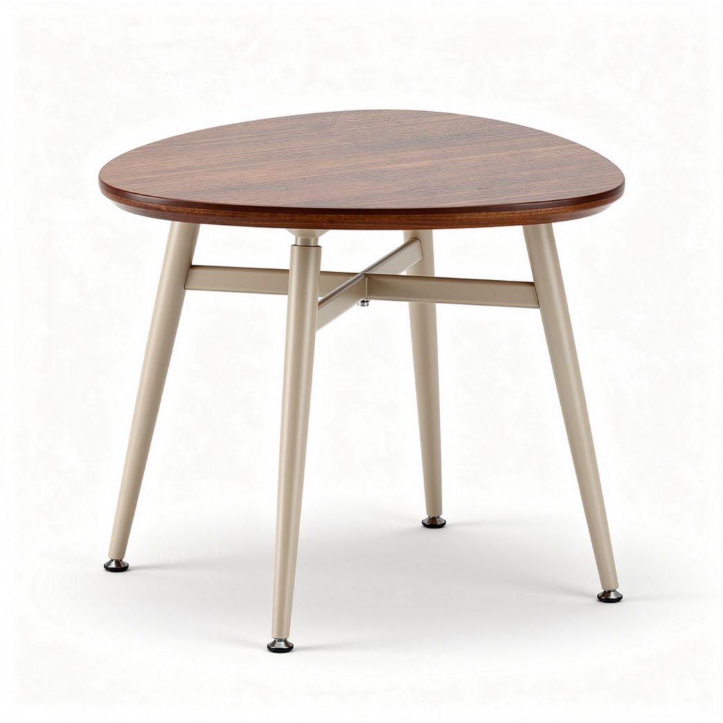 Table ronde en bois de couleur marron avec pieds en métal 80 x 80 x 75cm
