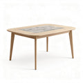 Table en bois avec plateau en verre 100 x 60 x 75 cm finition naturelle