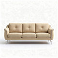 Canapé trois places en tissu beige avec structure en métal 200 x 90 x 85cm