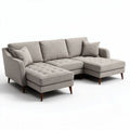 Canapé d'angle en tissu gris avec coussins amovibles dimensions 220 x 150 x 80cm