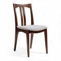 Chaise en bois marron avec coussin en tissu gris dimensions 45 x 45 x 85cm