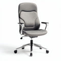 Chaise de bureau ergonomique en tissu gris avec accoudoirs et roulettes