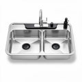 Évier en inox à double bac de 80 x 50 x 20 cm avec robinet et accessoire noir