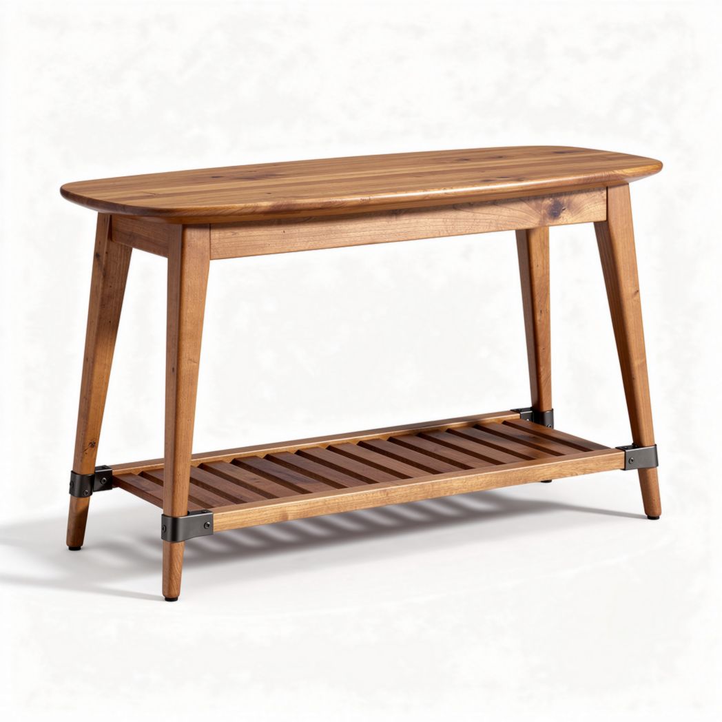 Table console en bois massif avec étagère inférieure 120 x 40 x 75cm