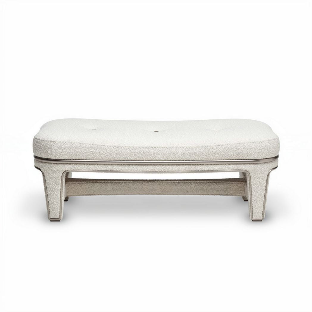Banquette en cuir synthétique blanche 100 x 40 x 45cm pour intérieur contemporain