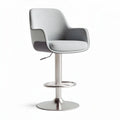 Chaise haute réglable en tissu gris avec base en métal argenté 45 x 45 x 100cm